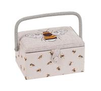 Hobby Gift Sewing Box, Wood/Fabric, Embroidered Bee, Medium