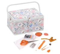 Hobby Gift Medium Sewing Box Organiser Kit with Handle - Cotton Basket Sewing Storage Box, Craft Storage Boxes with Compartments for Tools & Accessories - 18.5 x 25.5 x 14.5cm, Homemade