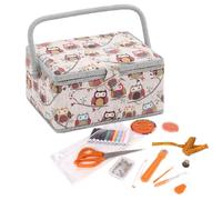 Hobby Gift Exclusive Pre-Filled Craft Hobby Storage Box with 94 Piece Sewing Kit Included, Hoot, Medium
