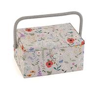 Hobby Gift Red Wildflowers Medium Sewing Box