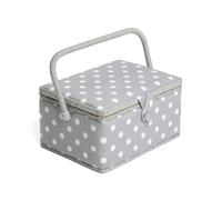 Hobby Gift Medium Sewing Box Organiser with Handle - Cotton Basket Sewing Storage Box, Craft Storage Boxes with Compartments for Tools & Accessories - 18.5 x 25.5 x 14.5cm, Grey Spot