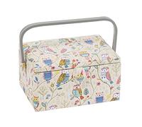 Hobby Gift Medium Sewing Box Organiser with Handle - Cotton Basket Sewing Storage Box, Craft Storage Boxes with Compartments for Tools & Accessories - 18.5 x 25.5 x 14.5cm, Twit Twoo