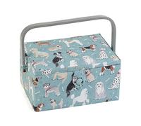 Hobby Gift Blue Scotty Dogs Medium Sewing Box