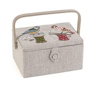Hobby Gift Medium Sewing Box With Internal Tray - Birds On Bobbin