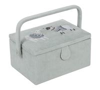 Hobby Gift Medium Sewing Box Organiser with Handle - Cotton Basket Sewing Storage Box, Craft Storage Boxes with Compartments for Tools & Accessories - 18.5 x 25.5 x 14.5cm, Embroidered Woolly Pully