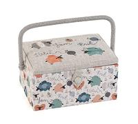 Hobby Gift Medium Sewing Craft Hobby Storage Box, Embroidered Knit Happens