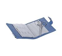 Hobby Gift Needle Case - 5 Sewing Needles 4 Saftey Pins 3 Pins and Scissors Included - 100% Cotton Sharps Storage - 2.5 x 9.5 x 11.5cm - Denim Daisies