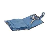 Hobby Gift Needle Case - Cotton Woodblock Floral Print, Popper, Needles, Pins & Scissors, 9.5x9cm