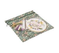 Hobby Gift Needlecraft Project Pouch with Zipper Cotton Fabric Storage Bag with Transparent Front Pocket for Knitting Crochet Embroidery and Craft Projects