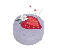 Hobby Gift Novelty Fabric Pincushion - 8 x 8 x 3.5cm - Wrist Natural Strawberry