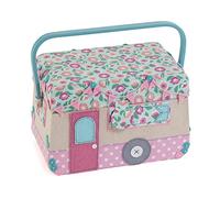 Hobby Gift Novelty Sewing Craft Hobby Storage Box, Embroidered, Caravan