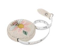 Hobby Gift Retractable Tape Measure - 150cm/60" Embroidered Floral Bee Dual Metric & Imperial Design, Polyester Fabric Cover, Compact & Portable Sewing Measuring Tape