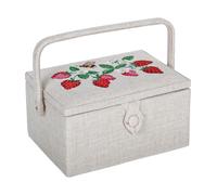 Hobby Gift Sewing Box (M): Embroidered: Strawberry Greenhouse