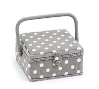 Hobby Gift Sewing Craft Hobby Storage Box, Small, Square, Polka Dot Grey