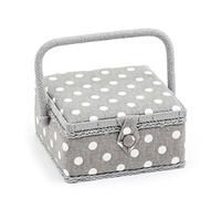 Hobby Gift Sewing Craft Storage Box, Small, Square, Polka Dot Grey