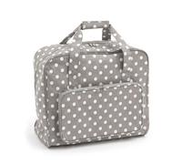 Sewing Machine Bag Matt PVC Grey Linen Polka Dot - Grey