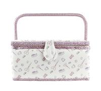 Hobby Gift Sewing Storage Box, Filled Sewing Box with Tray, Hobby Gift Filled Sewing Box, Craft & Hobby Storage, Quilting & Scrapbooking, 24 x 17.5 x 13 cm (A)