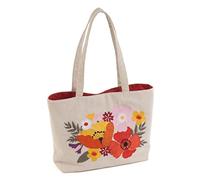 Hobby Gift Shoulder Tote Craft Bag, Embroidered Wildflowers