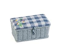 Hobby Gift Small Sewing Craft Hobby Storage Box, Wicker Basket, Wild Floral Plaid
