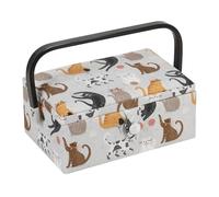 Hobby Gift Small Sewing Craft Storage Box, Cats, 15.5 x 23.5 x 11cm