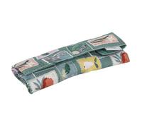 Hobby Gift Soft Crochet Roll - Modern Embroidered Stamp Print Popper Fastening & 10 Elastic Slots for Crochet Hooks Foldable Storage Organizer Stylish, Safe, Secure Unfolded: 2 x 26 x 18cm