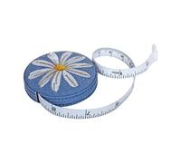 Hobby Gift Tape Measure - Retractable Fabric Covered Sewing Tape Measure - 150cm/60 inch - Denim Daisies