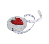 Hobby Gift Tape Measure - Retractable Fabric Covered Sewing Tape Measure - 150cm/60 inch - Natural Strawberries