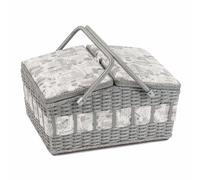 Hobby Gift Twin Lid Sewing Craft Hobby Storage Box, Wicker Basket Style, In the Garden