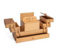 HobbyGift GB9590 Vintage Wood Cantilever Sewing Storage Box 23½ x 45 x 32cm