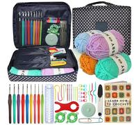 hobby hive Crochet Kits for Beginners Adults - 60PCS Starter Set Includes Instructions, Ergonomic Crochet Hooks Set, Accessories Yarn & Storage Case. Complete Knitting Set for Adults.