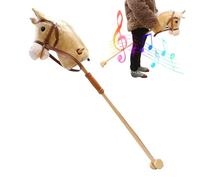 Hobby Horse Toy With Sounds, Stick Horse With Wood Wheels, Fun Plush Sound Toy For Boys Girls Role-Play Yard Indoor Partys Christmas Birthday, 100cm