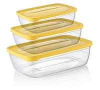 Hobby Life 0.3/0.6/1.2 Litre 3-Piece Plastic Trend Rectangular Storage/Food Saver Box Set, Transparent