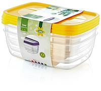 Hobby Life 2 Litre 3-Piece Plastic Trend Rectangular Storage/Food Saver Box Set, Transparent