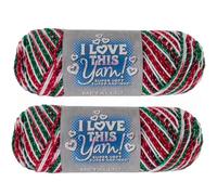 Hobby Lobby Metallic I Love This Yarn - 4 Medium 97% Acrylic & 3% Metallic Polyester Yarn for Crocheting & Knitting Blankets, Hats & Accessories, Set of 2, 738 Christmas
