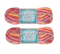 Hobby Lobby Print I Love This Cotton Yarn, 4-Medium, 100% Cotton, Yarn for Crocheting & Knitting Blankets, Hats, Accessories, Set of 2, 346 Harvest