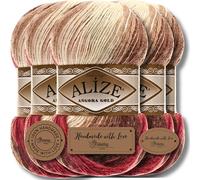 Hobby YARN 3 x Label Label with Alize Angora Gold Batik Wool Premium 5 x 100 g as a Set, Yarn, Yarn, New Wool, Colour Gradient, Knitting Yarn for Crochet, Knitting, Clothing (4574)
