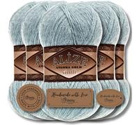 Hobby YARN 3 x Label Label with Alize Angora Gold Simli Glitter Wool Premium 5 x 100 g as a Set, Yarn, Yarn, New Wool, Plain, Knitting Yarn for Crocheting, Knitting, Clothing (Fairy Blue - 114)