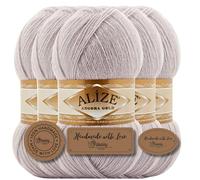 Hobby YARN 3 x Label Label with Alize Angora Gold Wool Premium 5 x 100 g as a Set, Yarn, Yarn, Thin Mohair Made of Virgin Wool, Plain, Plain Knitting Yarn (Winter Tale - 632)