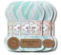 Hobby YARN 3 x Label Label with Alize Baby Best Wool Premium 5 x 100 g as a Set, Antipilling Baby Wool, Acrylic, Plain & Batik Knitting Yarn for Crochet and Knitting (6659)