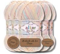Hobby YARN 3 x Label Label with Alize Baby Best Wool Premium 5 x 100 g as a Set, Antipilling Baby Wool, Acrylic, Plain & Batik Knitting Yarn for Crochet and Knitting (6655)