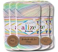 Hobby YARN 3 x Label Label with Alize Sekerim Bebe Batik Wool Premium 5 x 100 g as a Set, Yarn, Yarn, Knitting Yarn, Colour Gradient, Baby Wool for Crocheting, Knitting, Clothing, Scarves (2132)