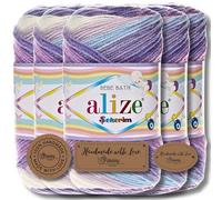Hobby YARN 3 x Label Label with Alize Sekerim Bebe Batik Wool Premium 5 x 100 g as a Set, Yarn, Yarn, Knitting Yarn, Colour Gradient, Baby Wool for Crocheting, Knitting, Clothing, Scarves (3483)