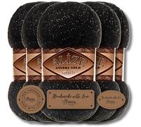 Hobby YARN Alize 5 x 100 g Angora Gold Simli Turkish Premium Wool, Mohair Made of Virgin Wool with Glitter Effect, Baby Wool as Knitting Yarn, Hand Knitting Yarn, Angora Wool, Plain Yarn (Black 60)
