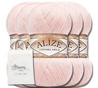Hobby YARN Alize 5 x 100 g Angora Gold with Matching Carry Bag - Turkish Premium Wool (Ta. Pearl Pink | 271)