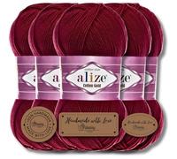 Hobby YARN Alize 5 x 100 g Cotton Gold Batik Turkish Premium Wool Cotton and Acrylic Hand Knitting Yarn Yarn Baby Wool Knitting Yarn with Accents Accessory Baby for Crochet Knitting (Burgundy | 57)