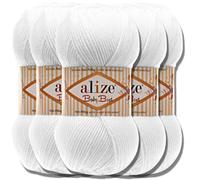 Hobby YARN Alize Baby Best Batik, 5 x 100 g, Turkish Premium Wool, Baby Wool (White, 55)