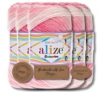 Hobby YARN Alize Sekerim Bebe Batik, 5 x 100 g, Turkish Premium Acrylic Wool, Baby Wool, Knitting Wool with Colour Gradient, Pastel Colour Yarns for Babies, Amigurumi (2126)