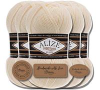 Hobby YARN Alize Superlana Klasik 5 x 100 g Turkish Premium Wool Cotton and Acrylic Plain Hand Knitting Yarn Yarn Knitting Yarn Baby for Knitting Yarn (Cream | 1)