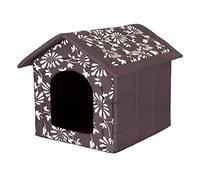 HobbyDog Dog House for Medium Dogs - Cat House, Cat Cave - with Removable Roof - Pet House for Cats and Dogs for Indoor/Indoor 38 x 32 x 38 cm [S] Brown in Flowers