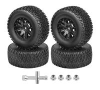 Hobbyfire Pre-Glued 12mm Hex RC Wheel Rim & Tires Set for 1/10 RC Short Course Truck Traxxas Slash 2WD 4x4 HPI Tamiya Losi SCT Redcat Blackout SC, 4PCS (Style B)